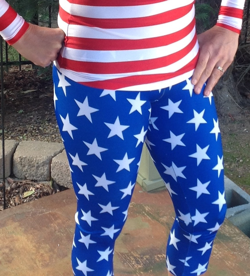 Blue Stars Running Capris