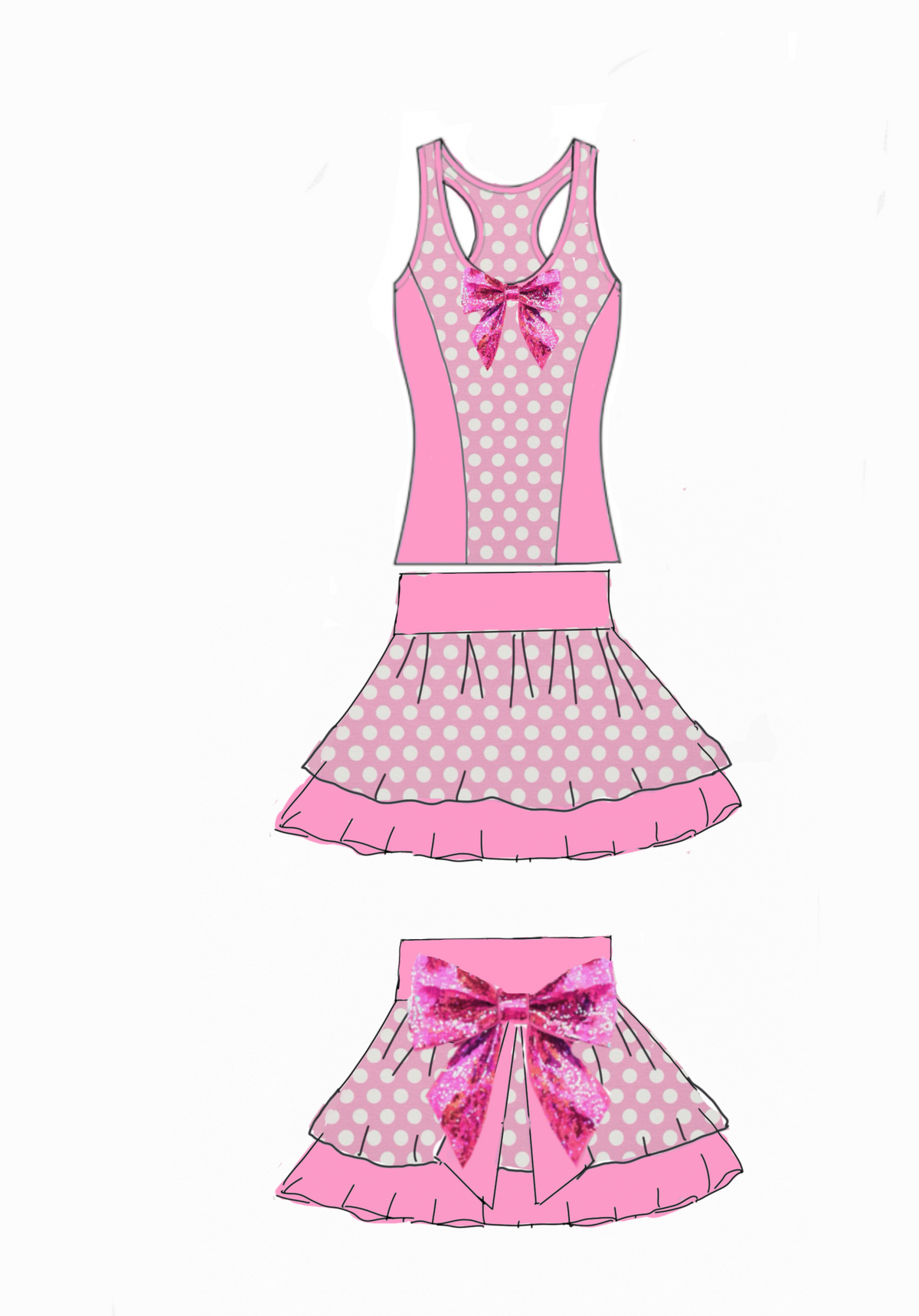Custom Commission for M. H: Pink Polka dot set