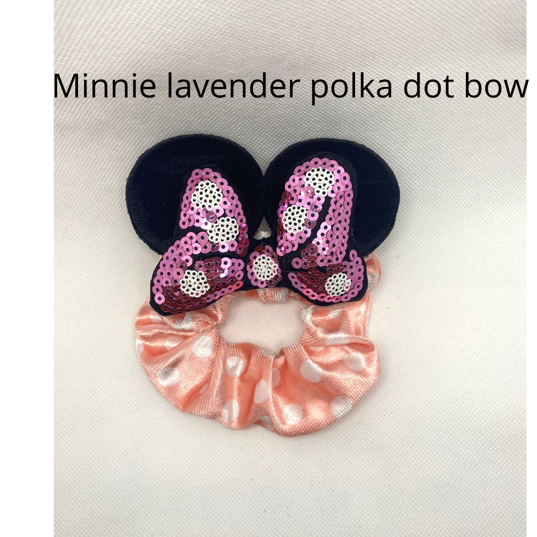 Mouse Ears Scrunchies Lavender Polka dot bow