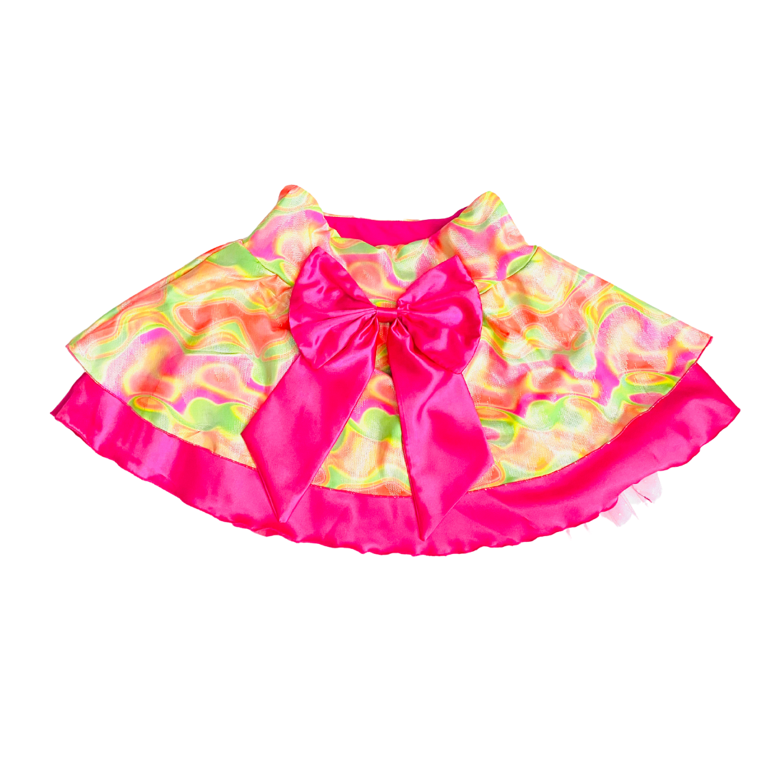 Shosho Fashion SSK020 Kid's Girl's Layered Skirt Floral Neon Blast Color